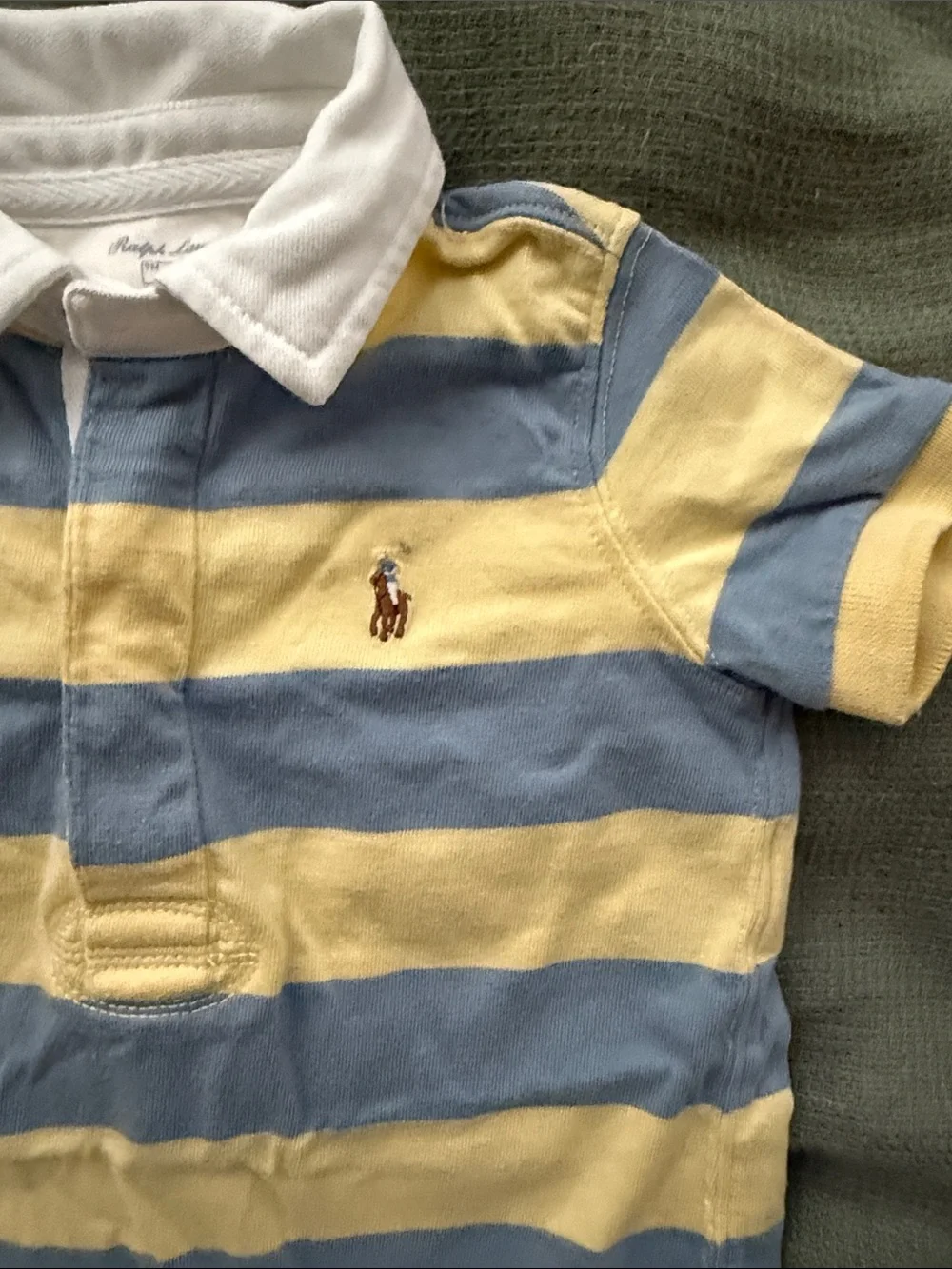 Ralph Lauren Blue & Yellow Striped Polo Romper